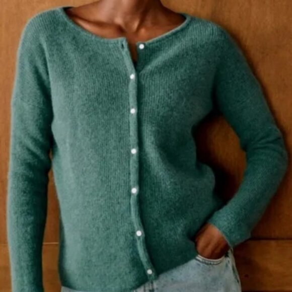 Sezane Sweaters - Sezane Gaspard Cardigan Sage Petrol Blue Teal Kid Mohair Cardigan Sz S